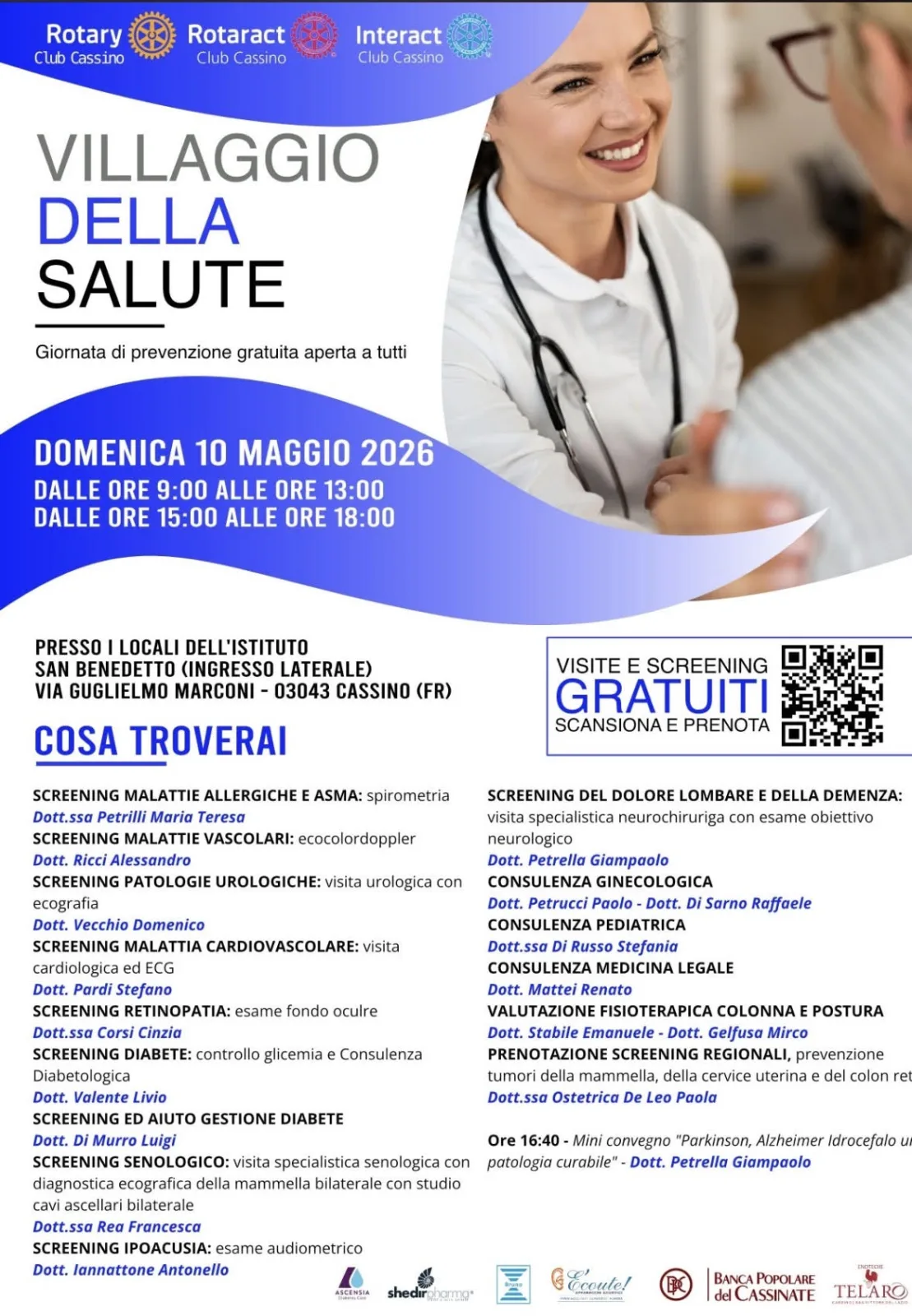 Villaggio della salute 2026, una giornata di prevenzione gratuita aperta a tutti