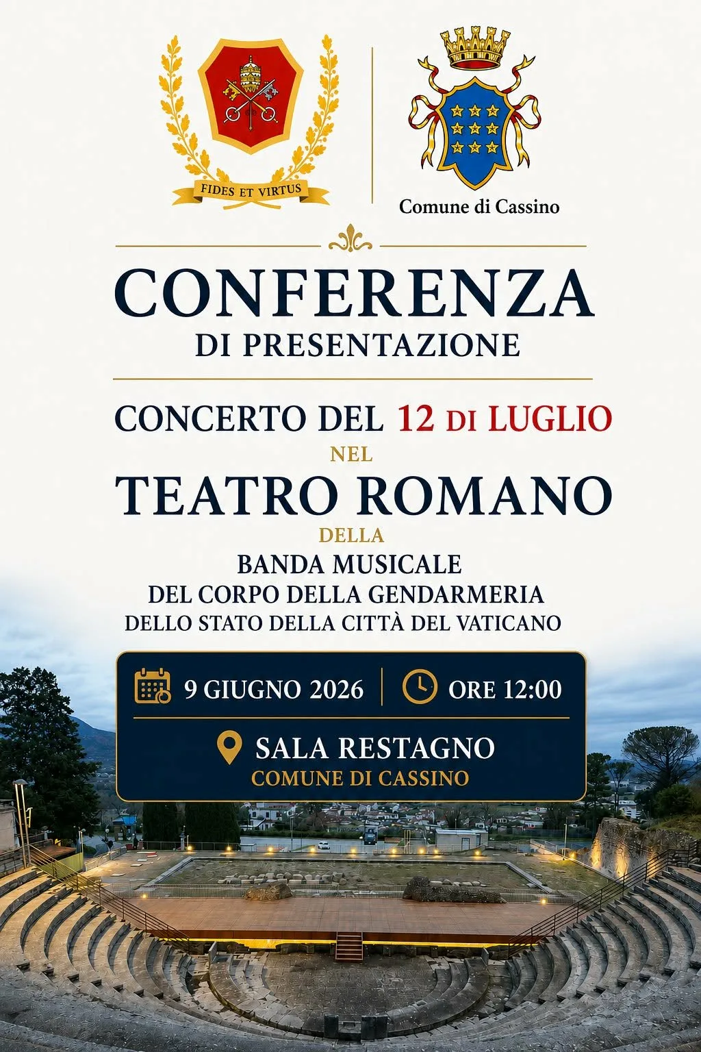Teatro Romano, la conferenza di presentazione del concerto della Banda del Corpo della Gendarmeria dello Stato Vaticano