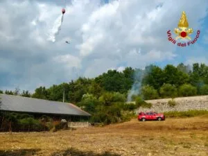Frosinone – Vigili del fuoco fronteggiano i violenti incendi di Casamari e Ceccano