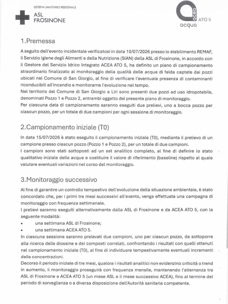 Incendio Remat, Ciacciarelli: “Protocollo d’intesa tra Asl e Acea”
